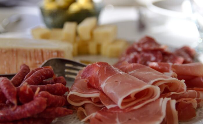 a close up of food on a plate