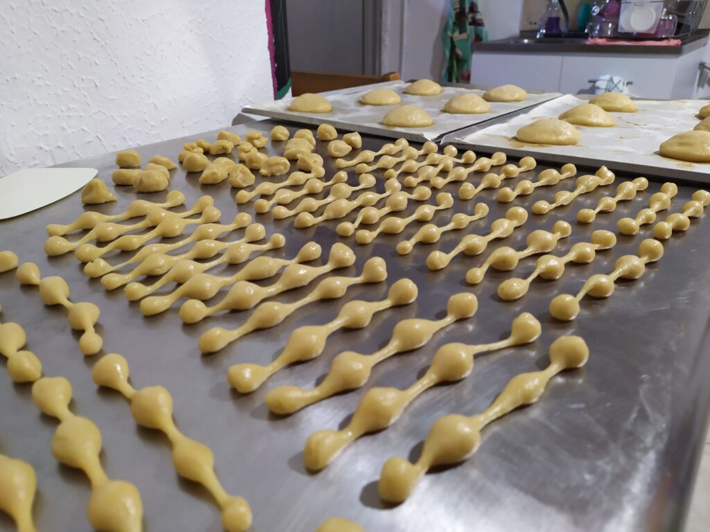 a close up of food on a counter